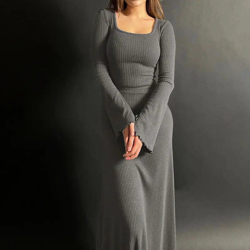 Women's Long-Sleeved Knitted Dress